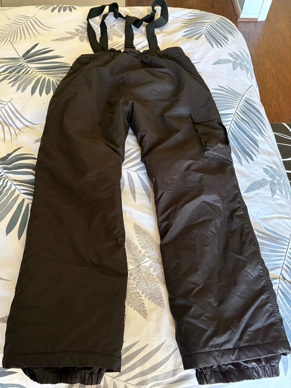 Black Cargo Snow Pants with Suspenders
